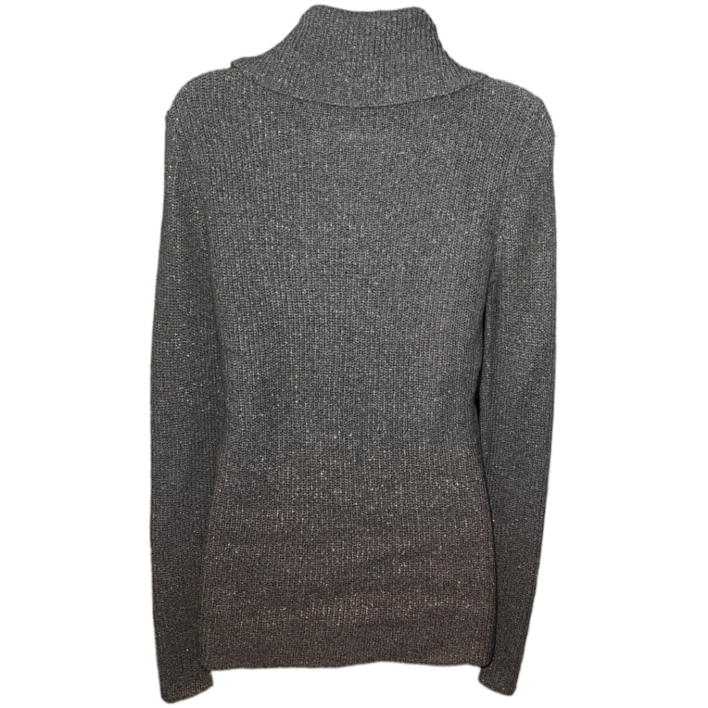 WHBM Silver & Rose Gold Shimmer Cowl Neckline Long Sleeve Knit Sweater - Picture 3 of 3